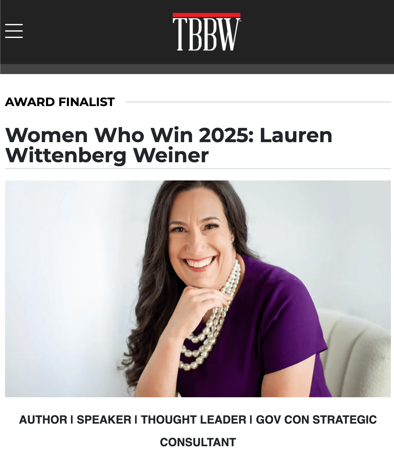 Women Who Win 2025 Lauren Wittenberg Weiner