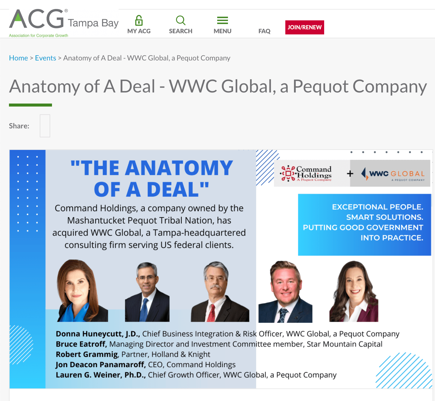 Association for Corporate Growth, Anatomy of a Deal
