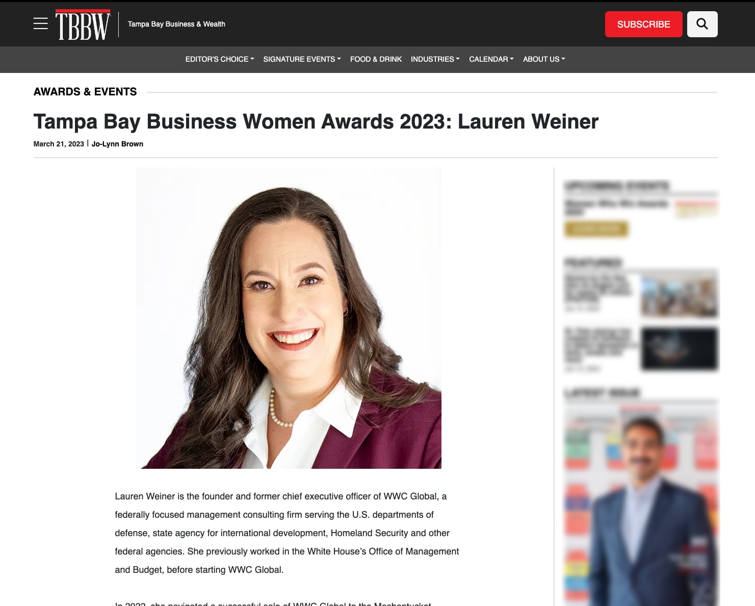 Tampa Bay Business Women Awards 2023: Lauren Weiner