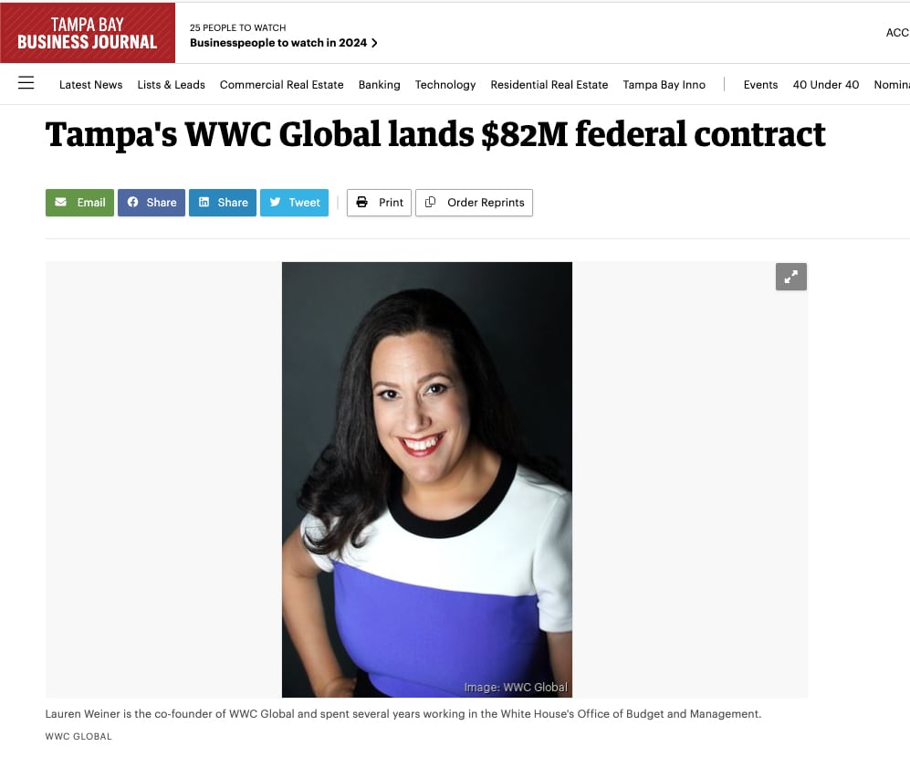 Tampa's WWC Global lands $82M federal contract
