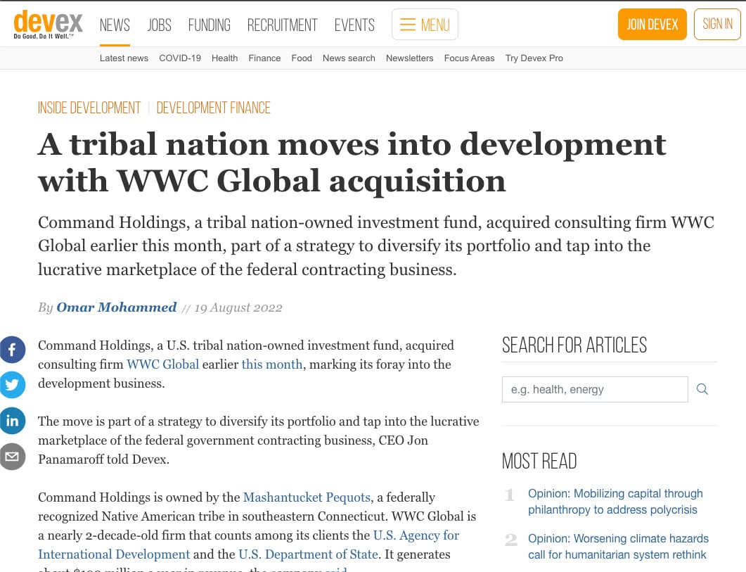 A tribal nation moves into development with WWC Global acquisition