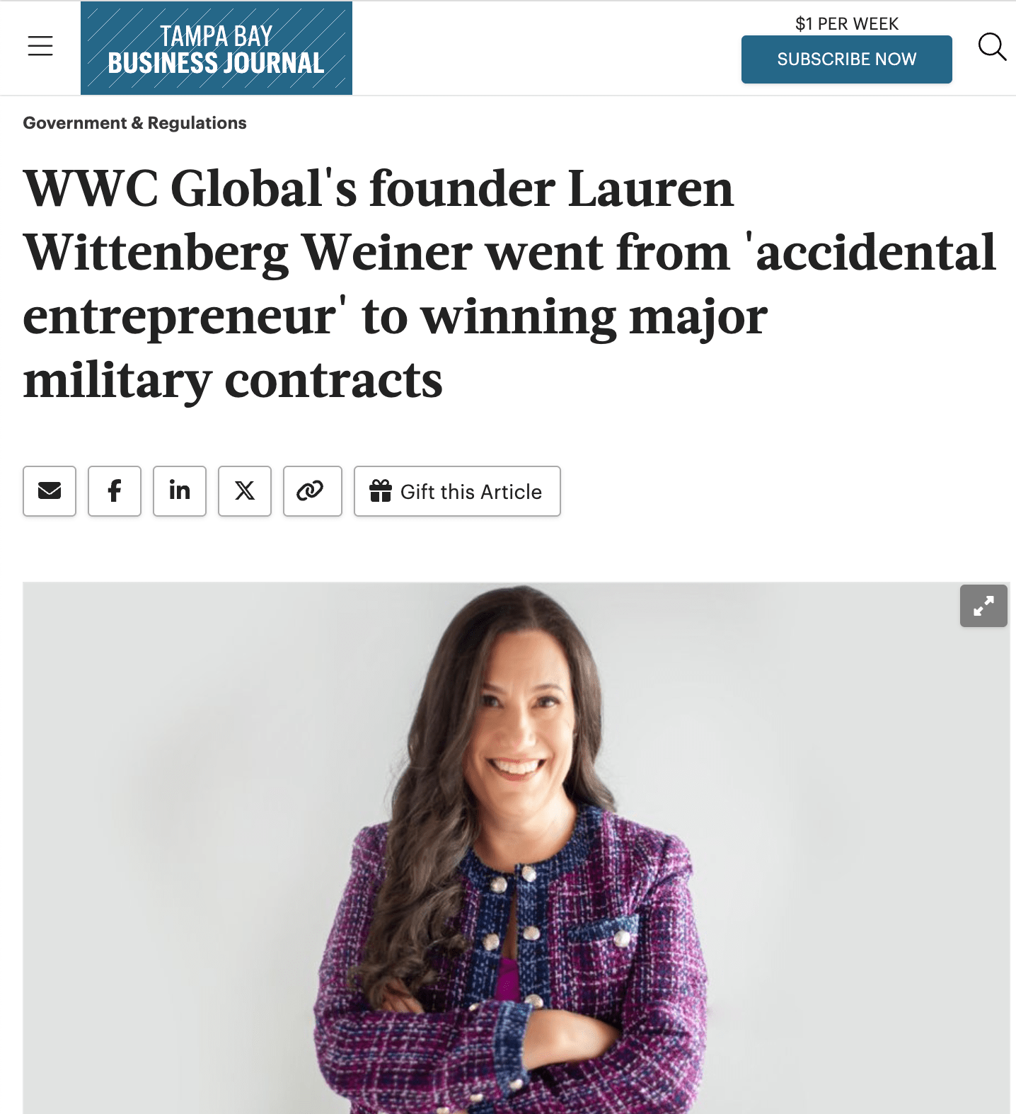 WWC Global's founder Lauren Wittenberg Weiner went from 'accidental entrepreneur' to winning major military contracts